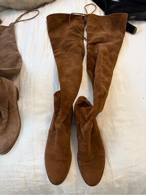 Stuart Weitzman Over-the-Knee Suede Boots in Cognac Brown